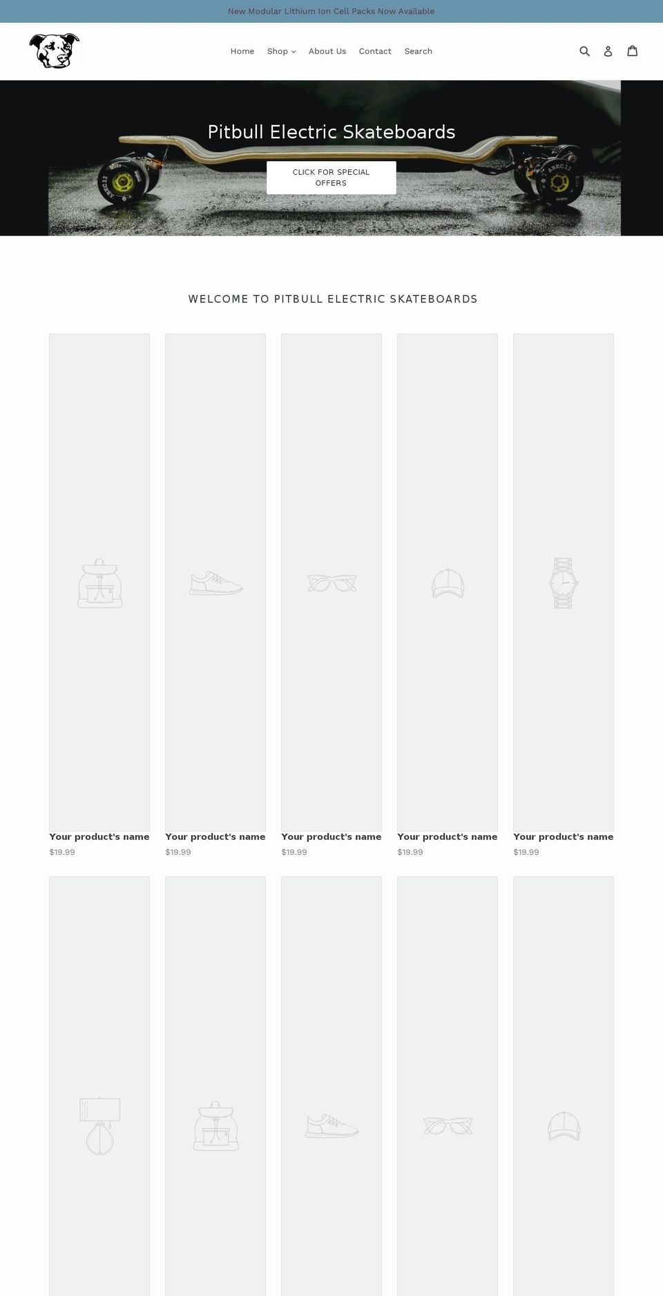 pitbullelectricskateboards.com — Shopify storefront screenshot