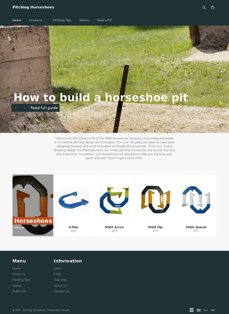 pitchinghorseshoes.com shopify website screenshot