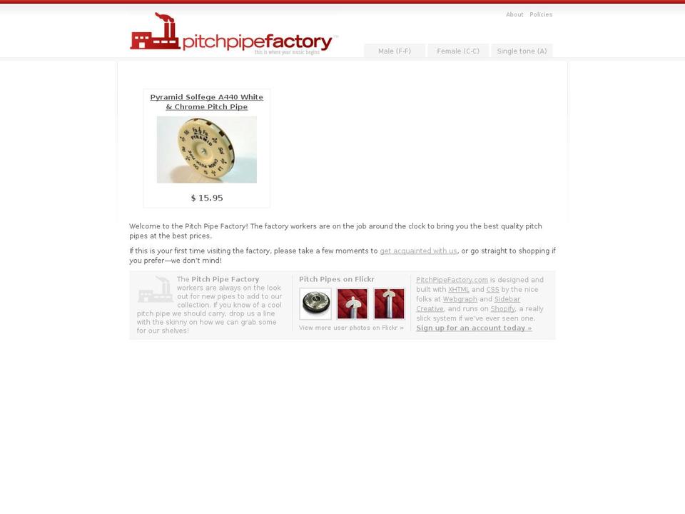 pitchpipefactory.com shopify website screenshot
