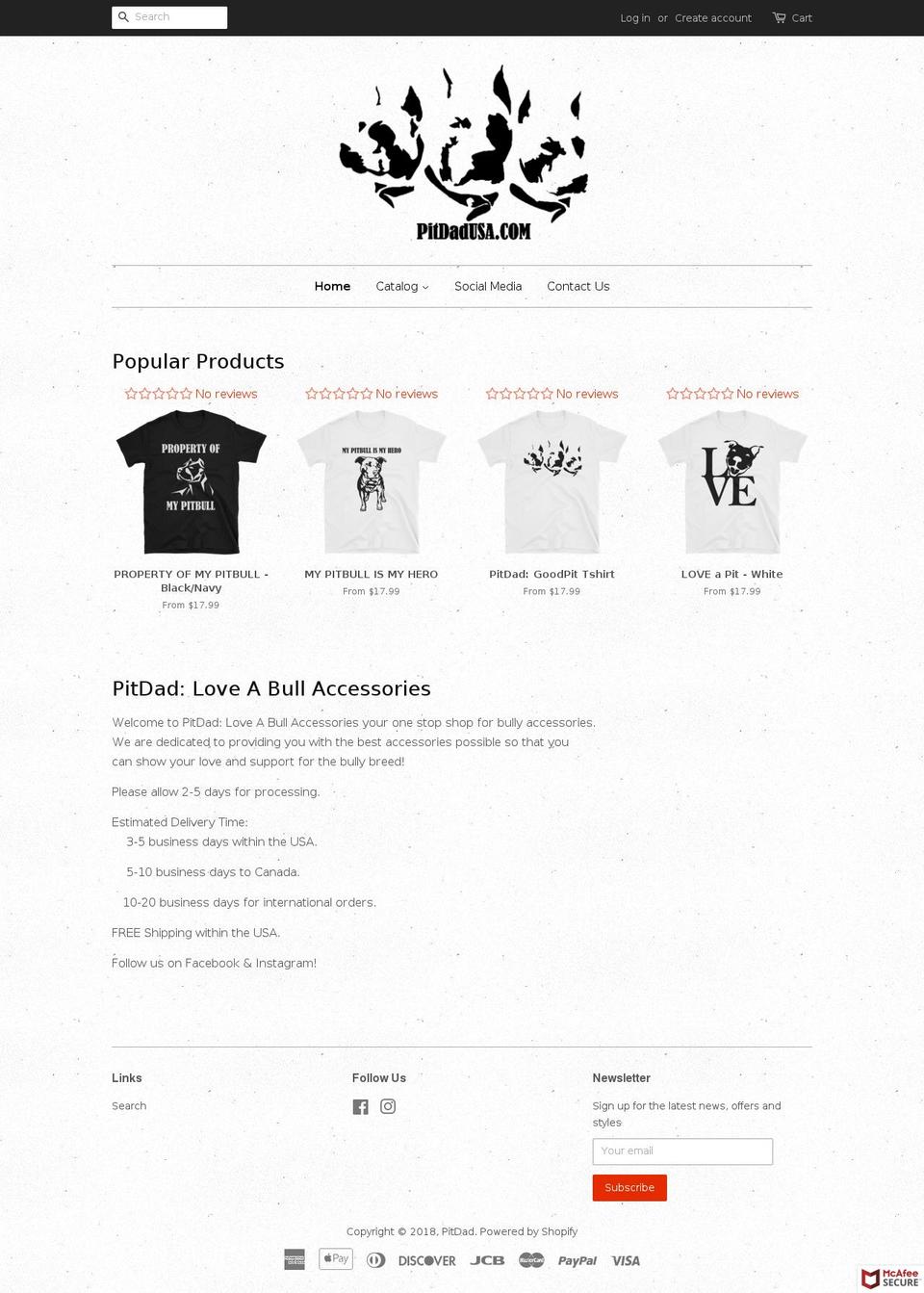 pitdadusa.com — Shopify storefront screenshot