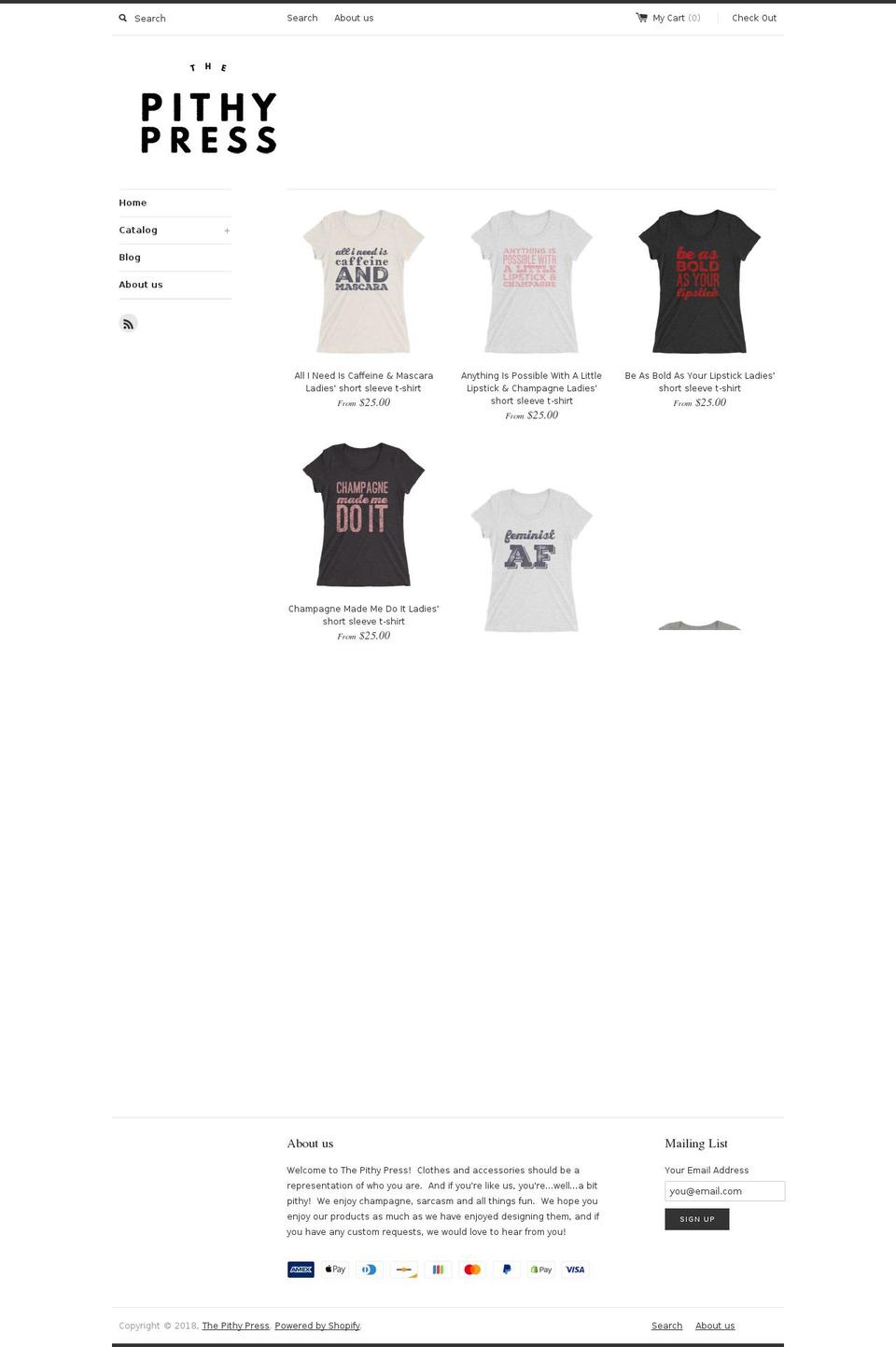 pithypress.com — Shopify storefront screenshot