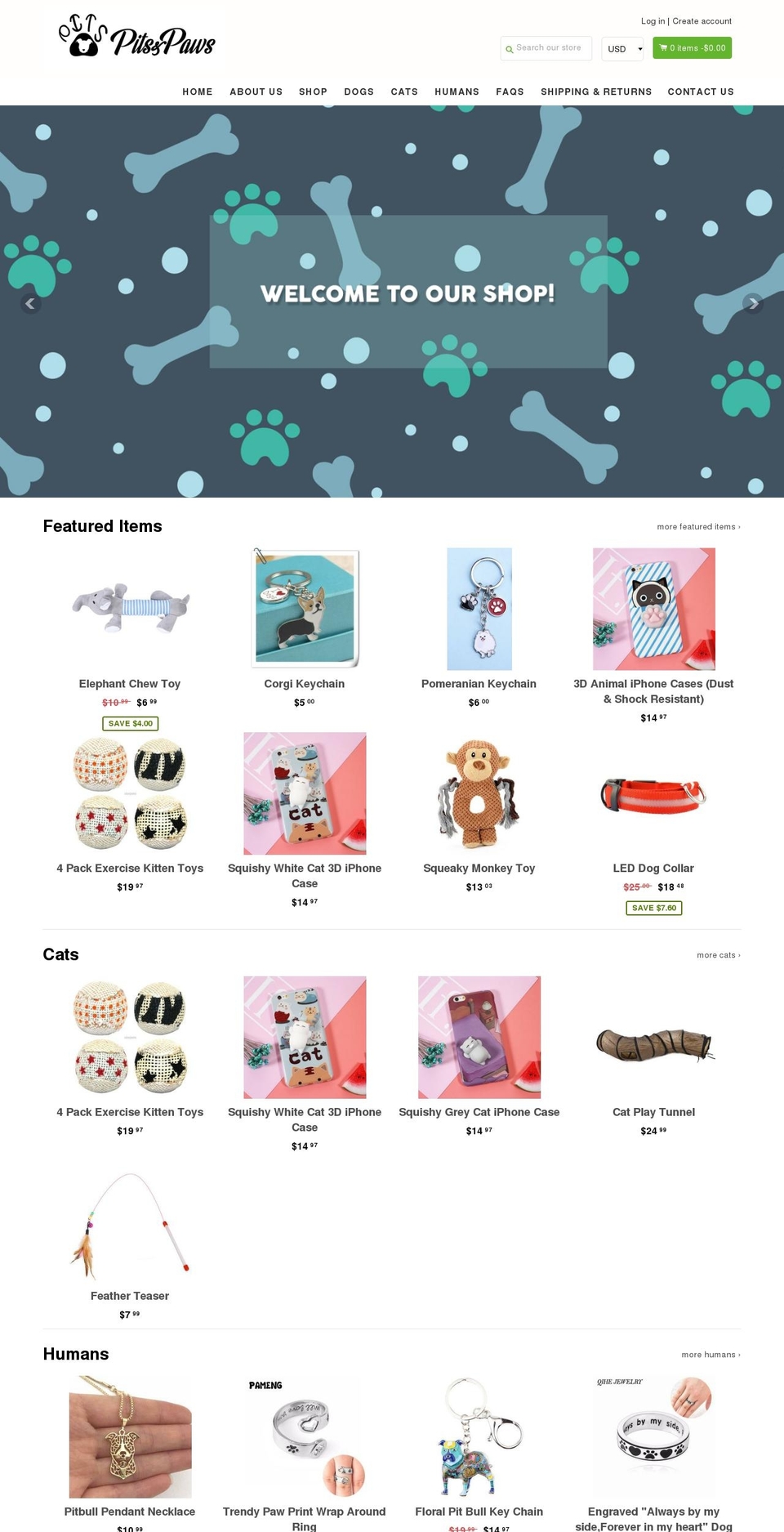 pitsandpaws.com — Shopify storefront screenshot