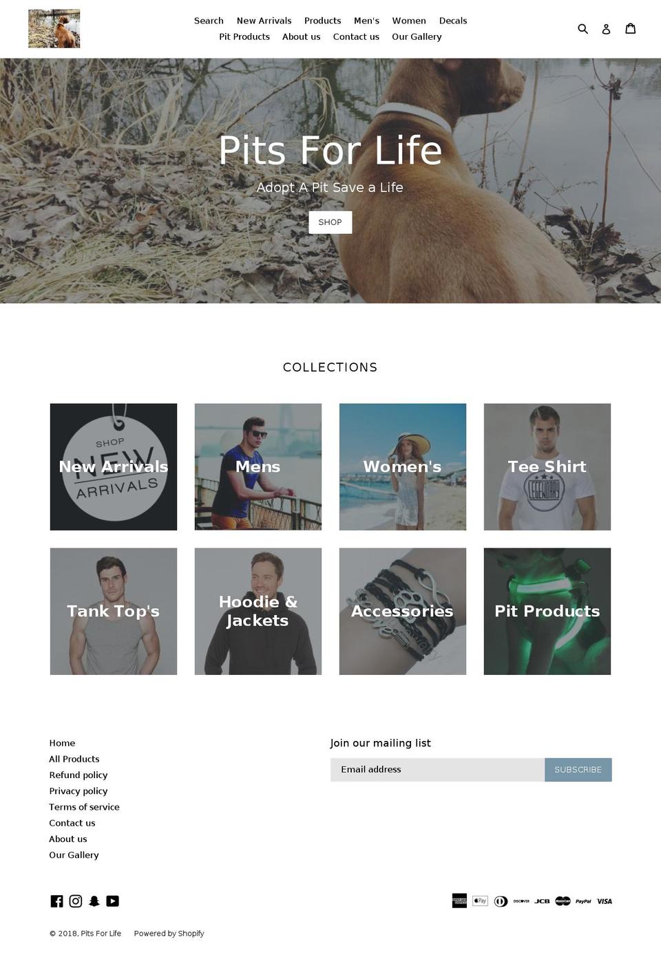 Pits Shopify theme site example pitsforlife.com