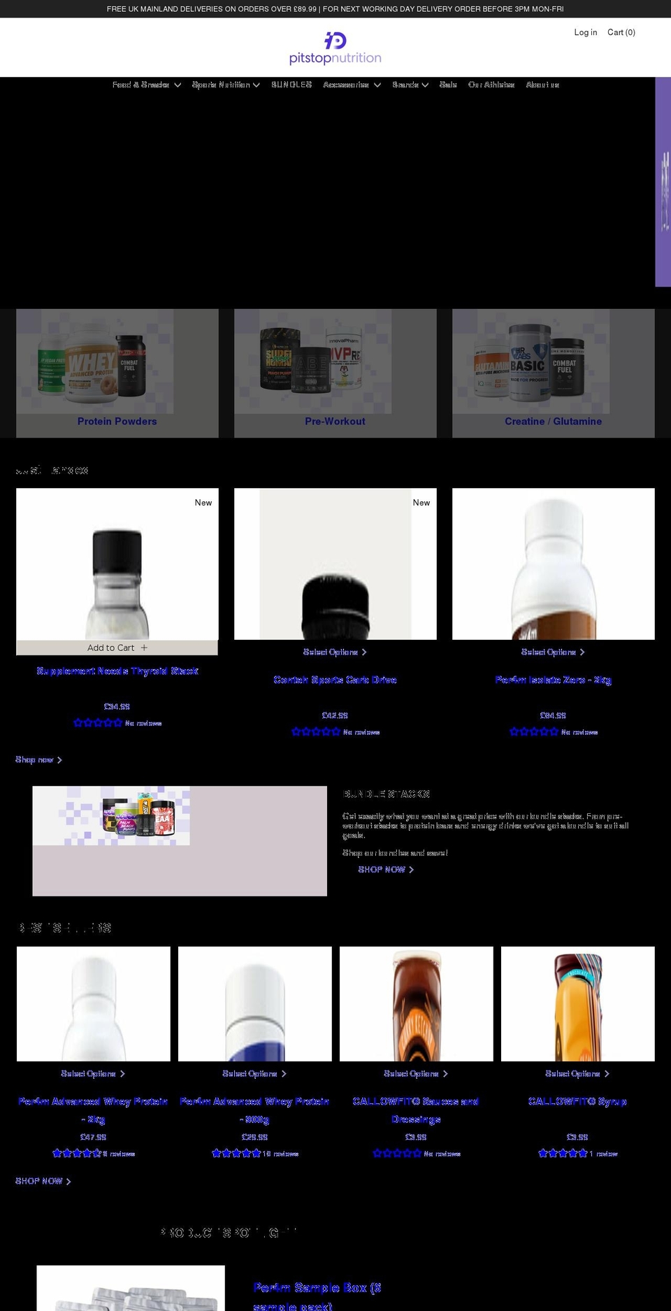 pitstopnutrition.co.uk shopify website screenshot