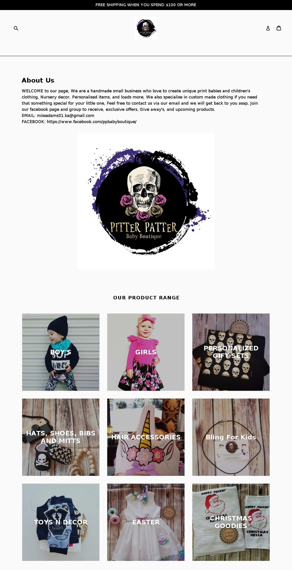 pitterpatterbabyboutique.com — Shopify storefront screenshot