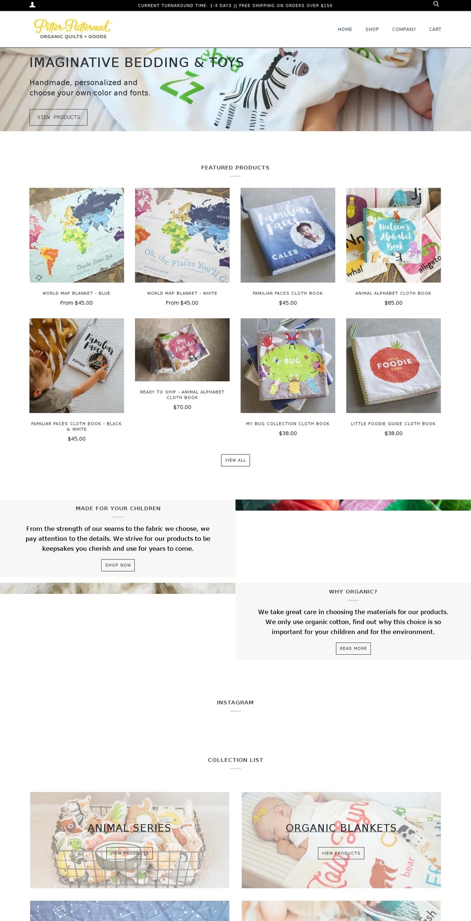 pitterpatterned.com — Shopify storefront screenshot