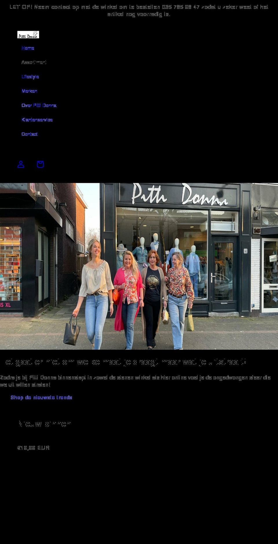 pittidonna.nl shopify website screenshot