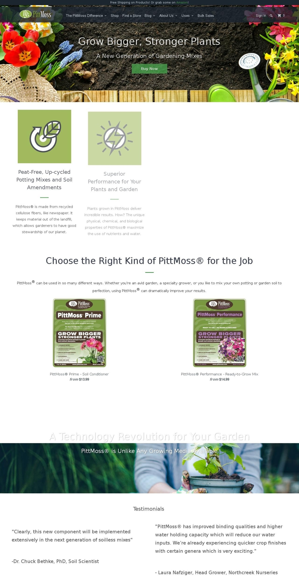 pittmoss.net shopify website screenshot