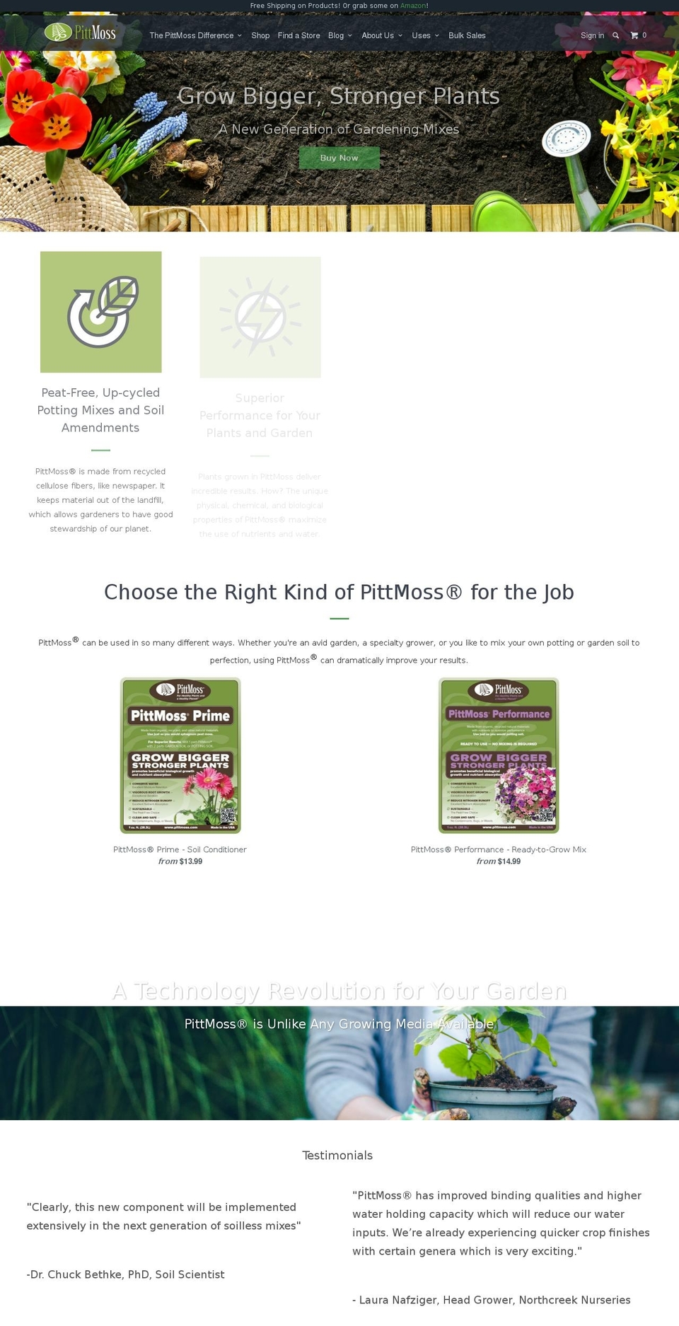 pittmossgrown.com shopify website screenshot