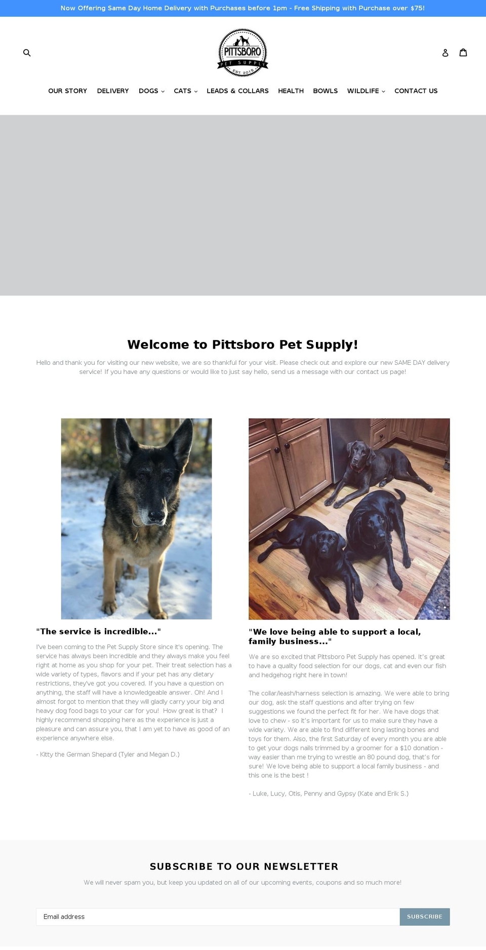 pittsboropet.com — Shopify storefront screenshot