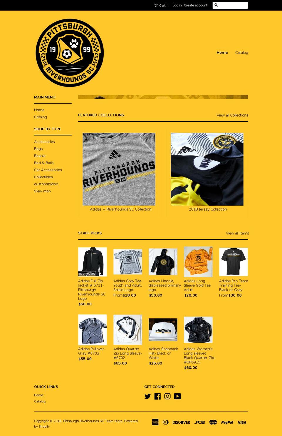 Drop Shopify theme site example pittsburgh-riverhounds-team-store.myshopify.com