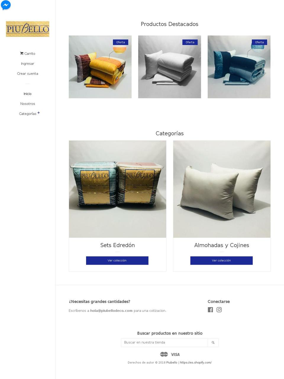piubellodeco.com — Shopify storefront screenshot