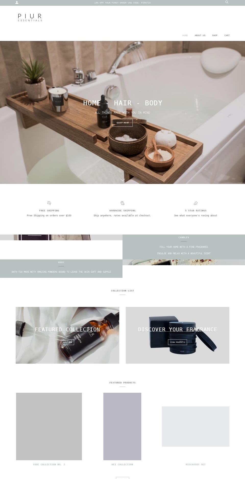 piuressentials.com shopify website screenshot