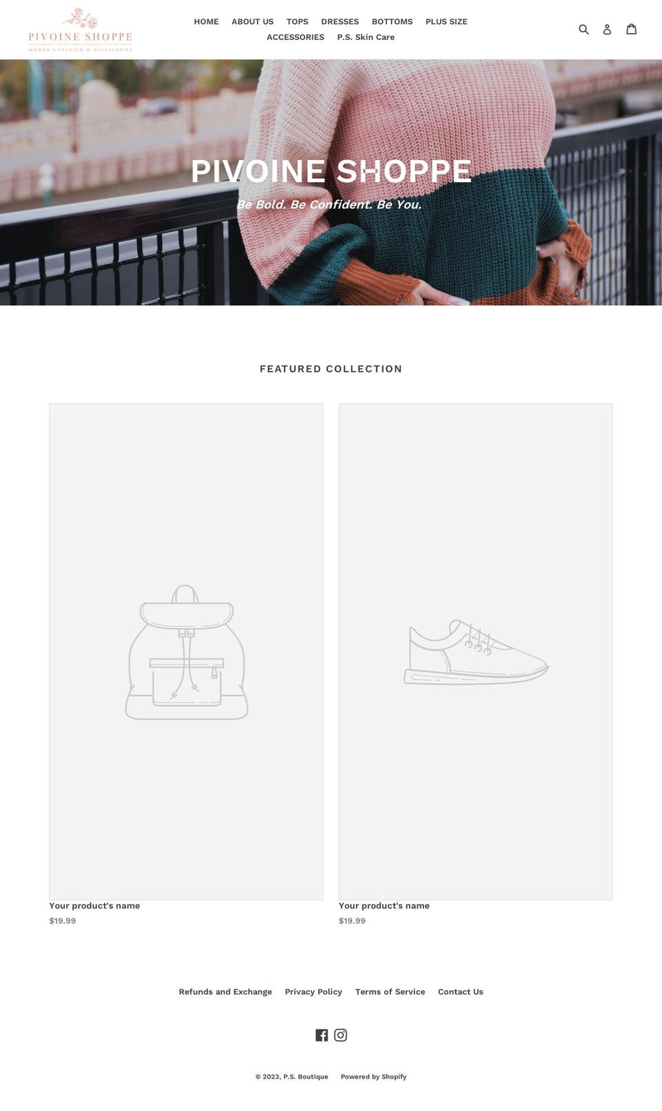 pivoineshoppe.com — Shopify storefront screenshot