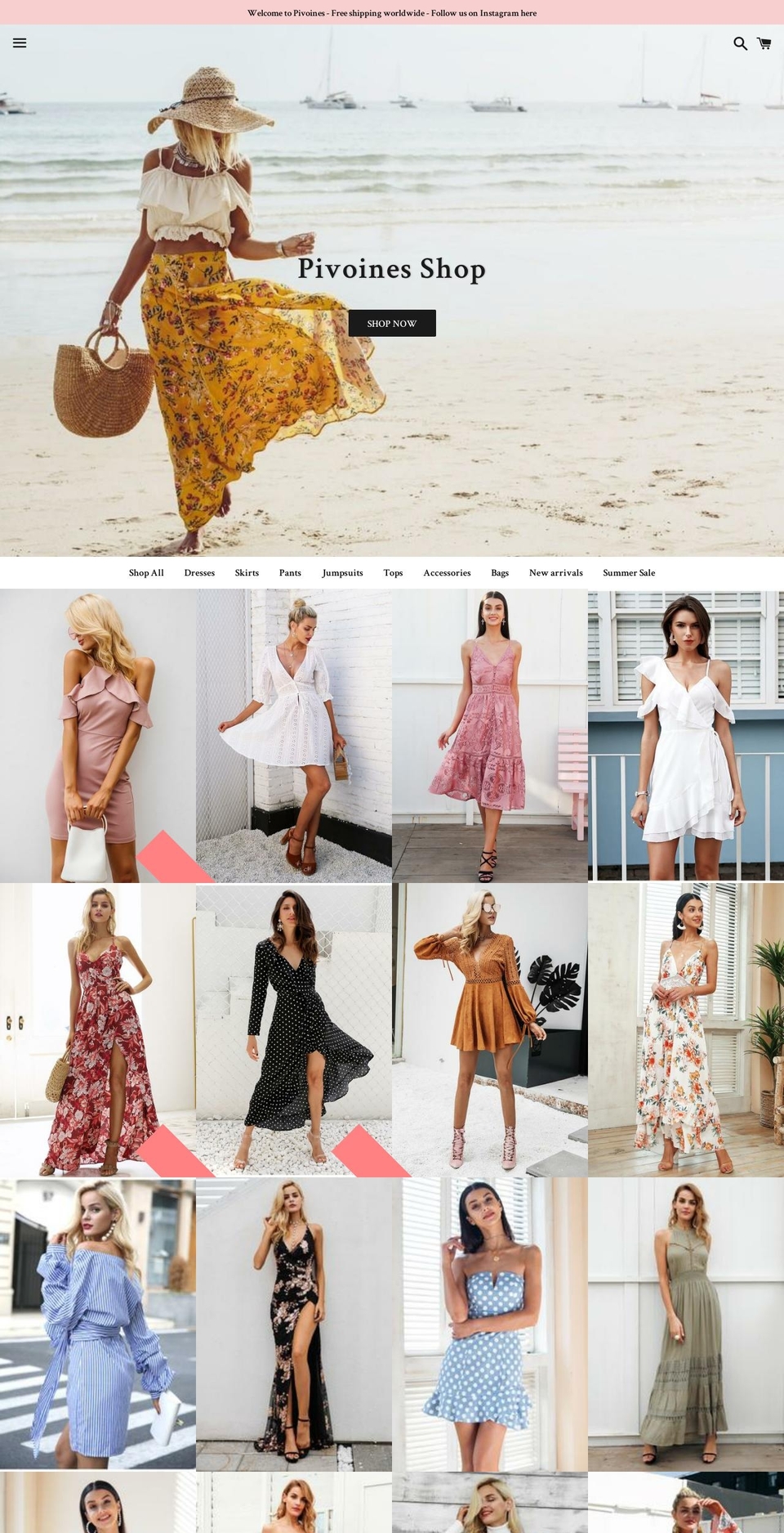 pivoinesshop.com — Shopify storefront screenshot