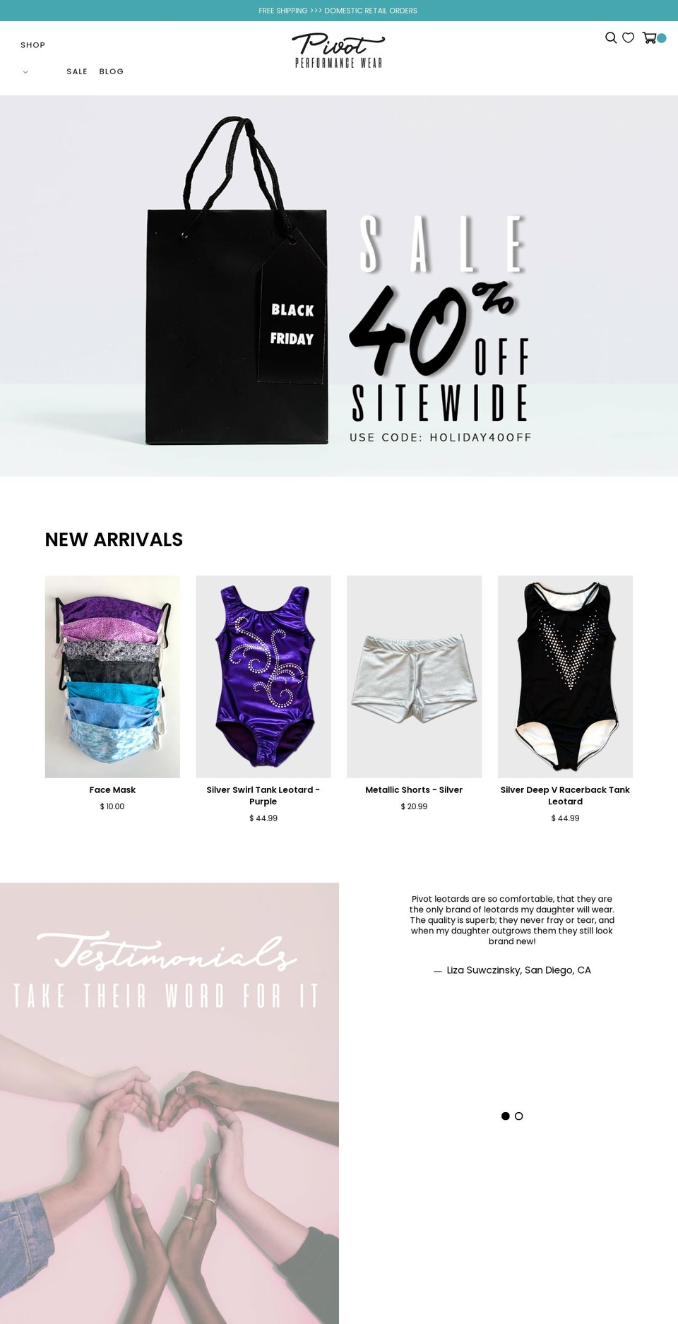 pivotperformancewear.com shopify website screenshot