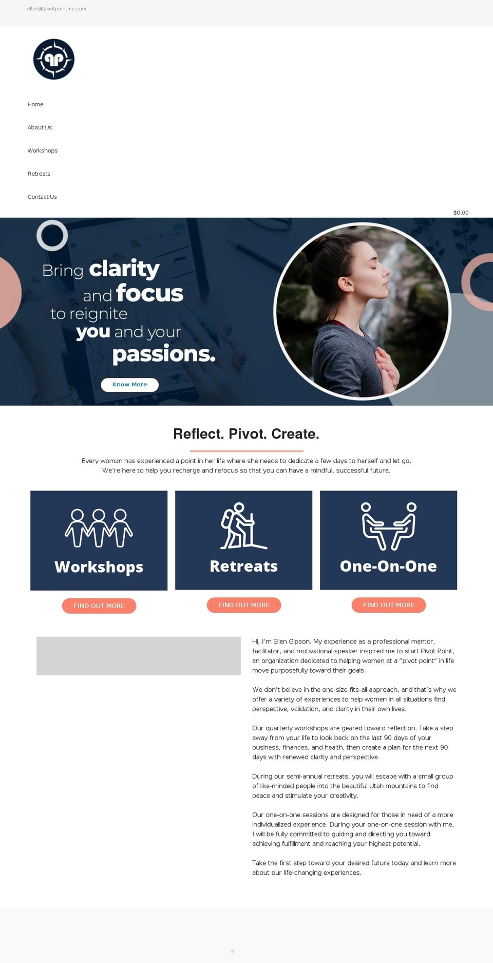 pivotpointme.com shopify website screenshot