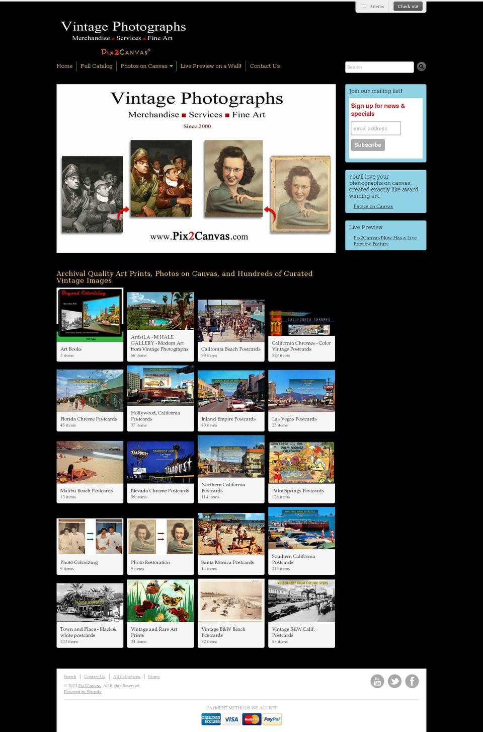 pix2canvas.com shopify website screenshot