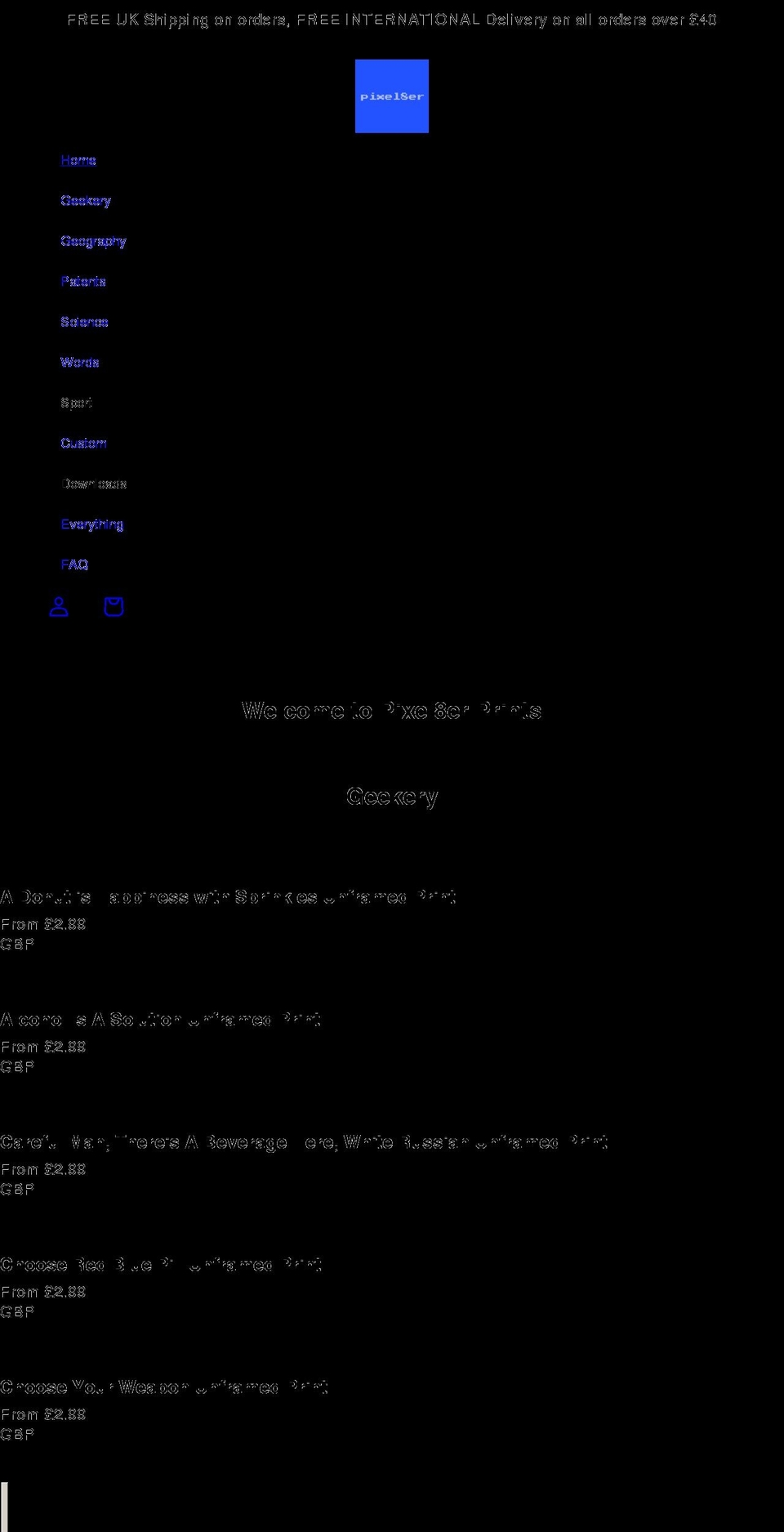 pixel8er.co.uk shopify website screenshot