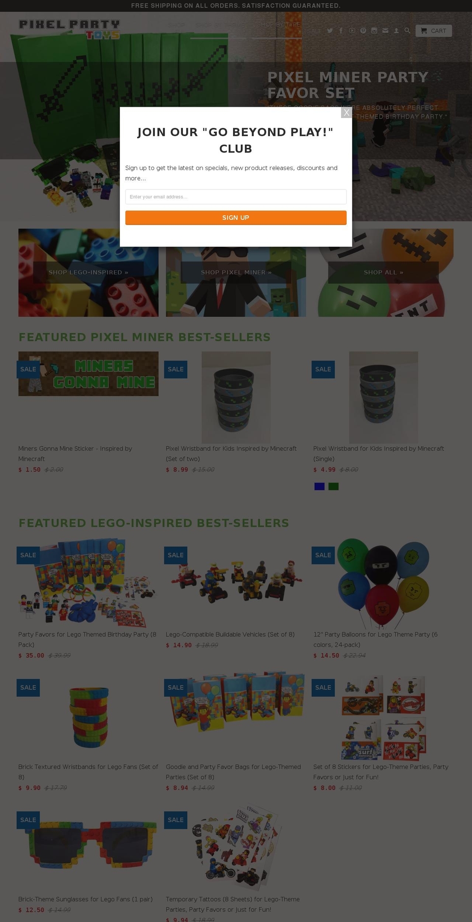 pixelpartydesigns.com shopify website screenshot