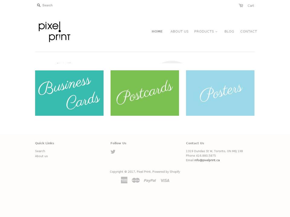 pixelprint.ca shopify website screenshot