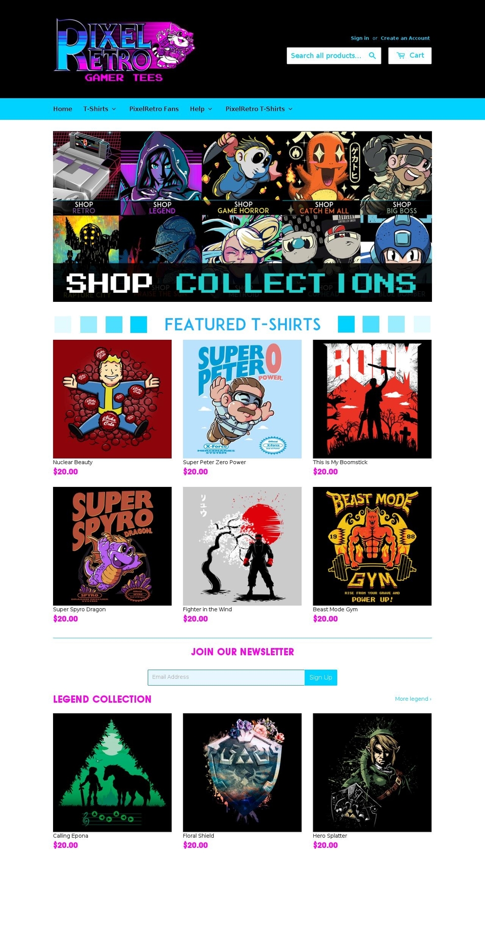 pixelretro.com — Shopify storefront screenshot