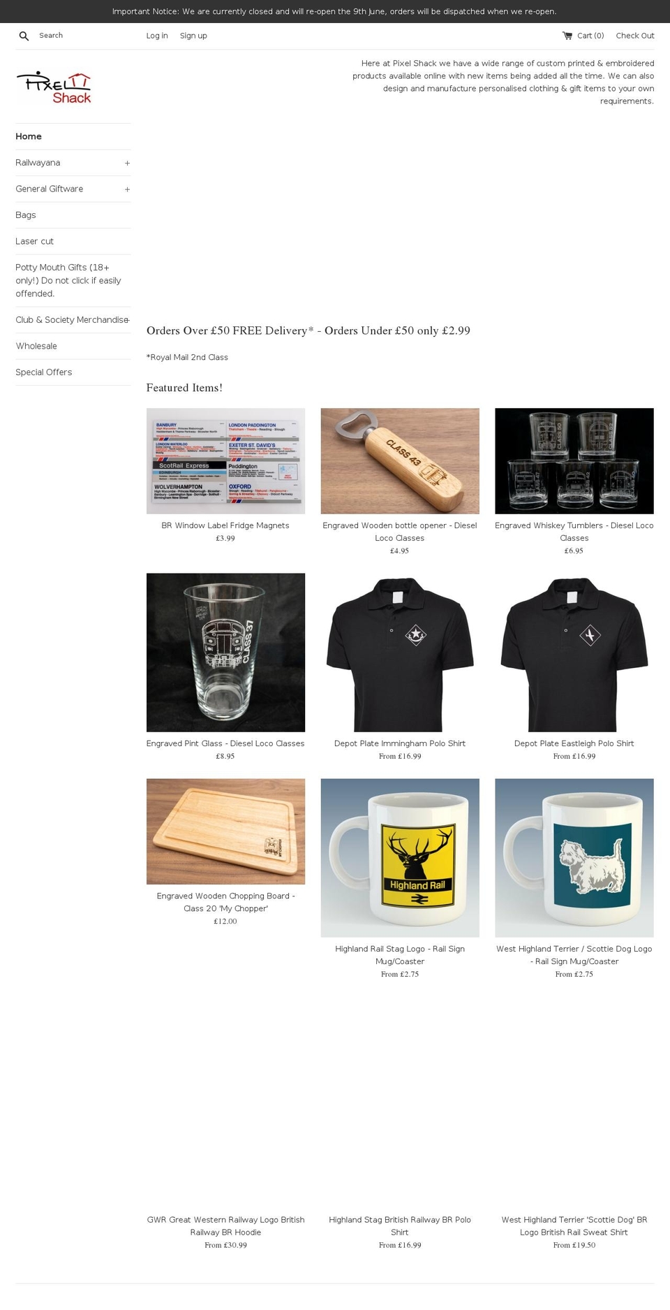 pixelshack.co.uk shopify website screenshot