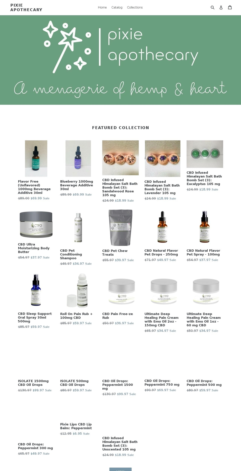pixieapothecary.com shopify website screenshot