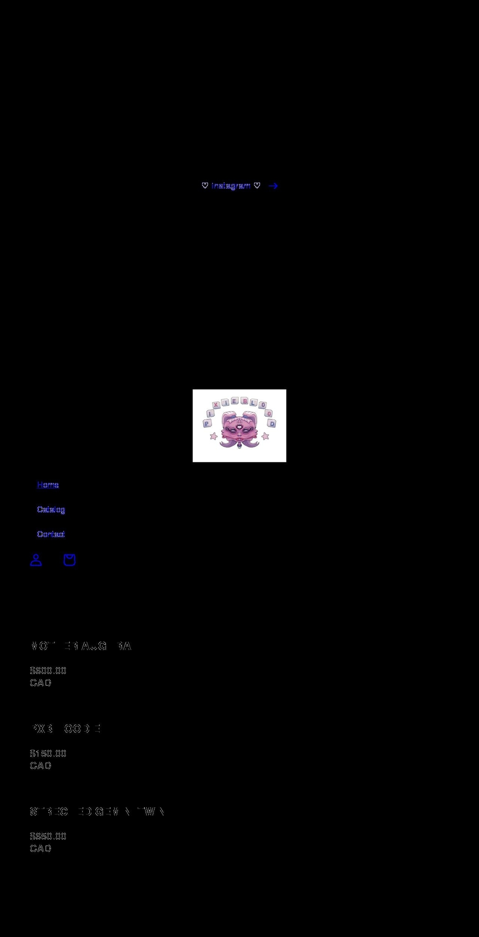 pixieblood.ca shopify website screenshot