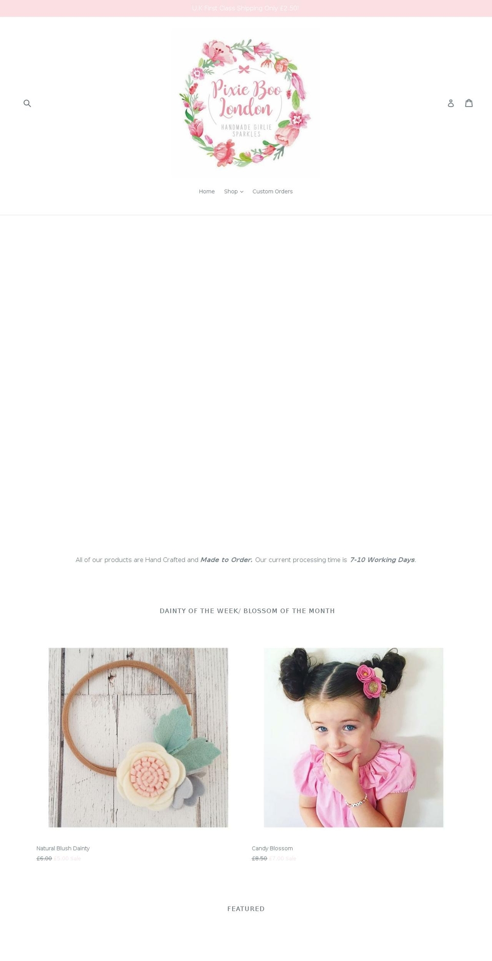 pixieboolondon.com — Shopify storefront screenshot