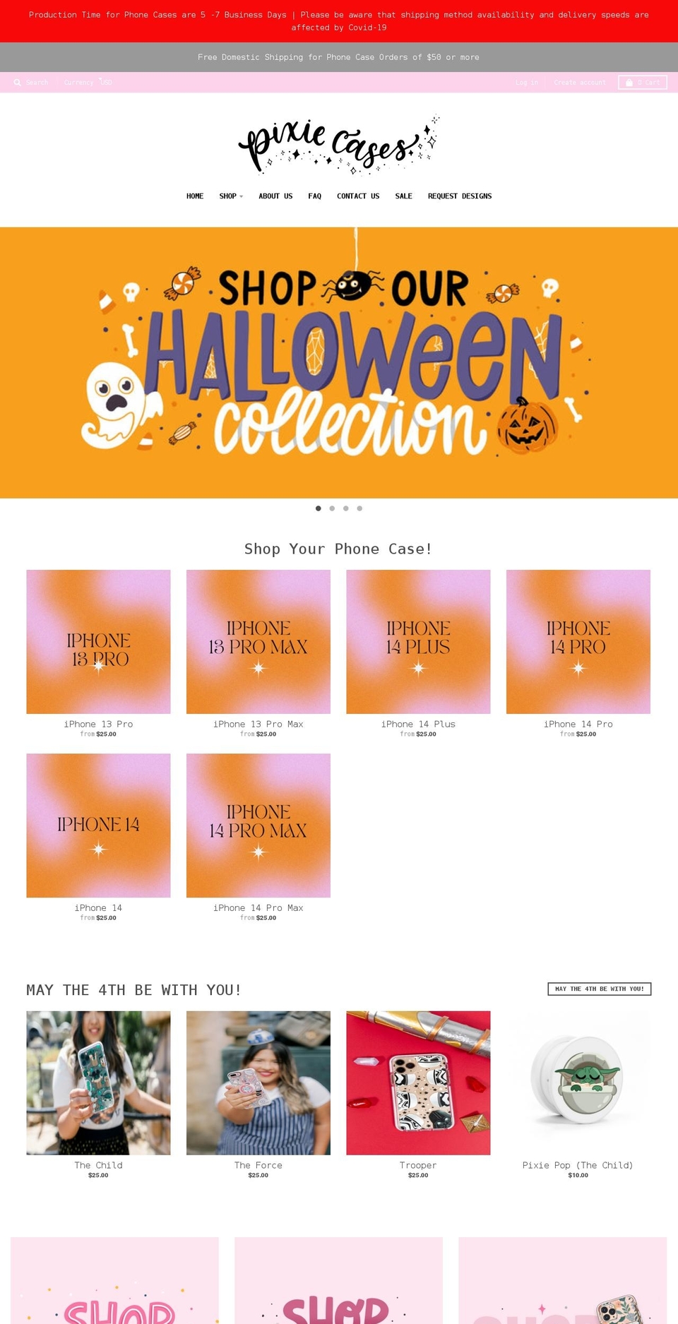 pixiecases.com — Shopify storefront screenshot