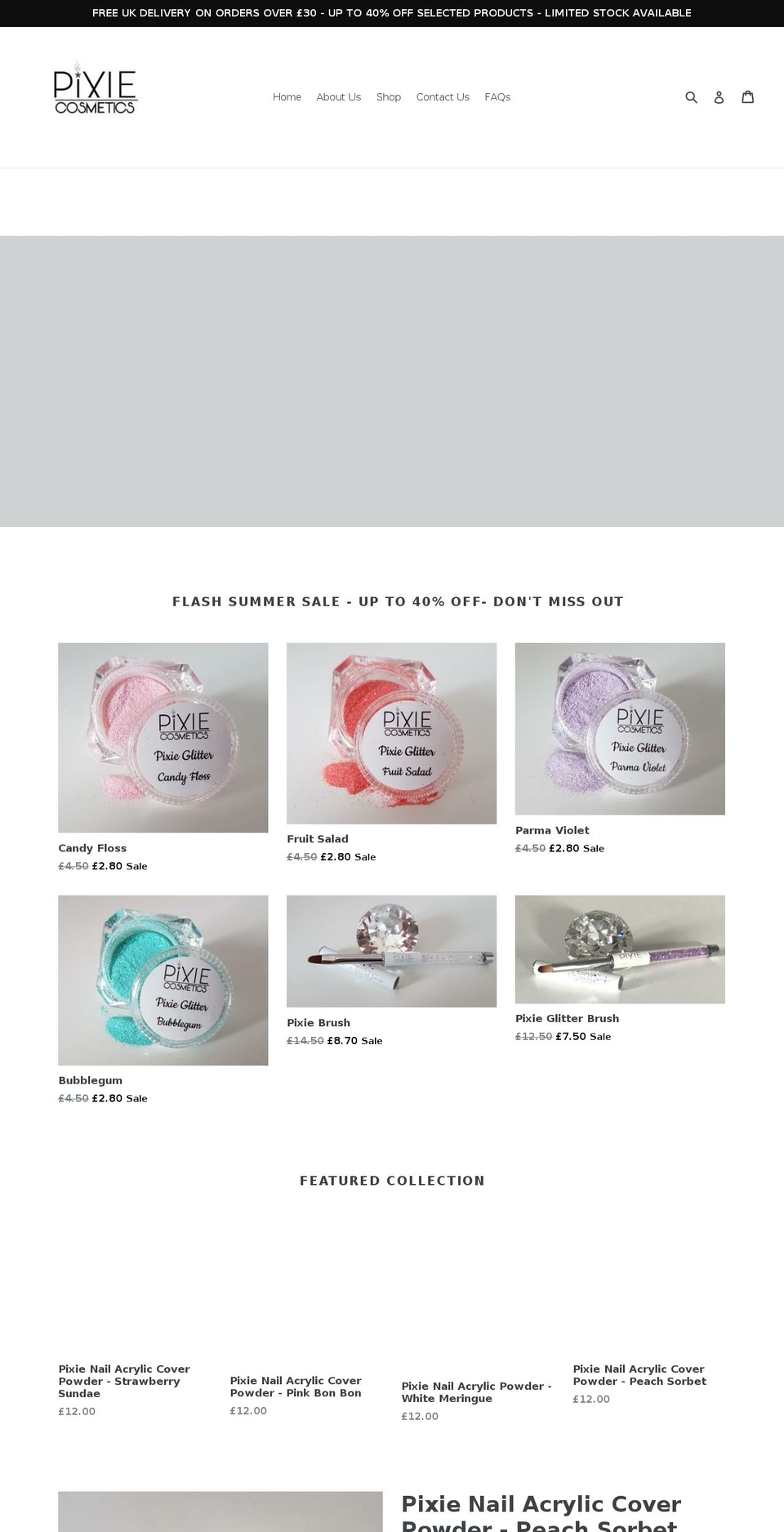 pixiecosmeticsltd.com shopify website screenshot