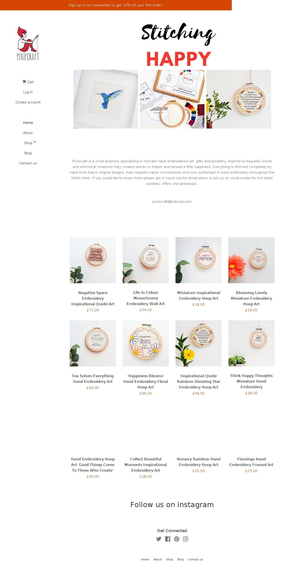 pixiecraft.co.uk shopify website screenshot