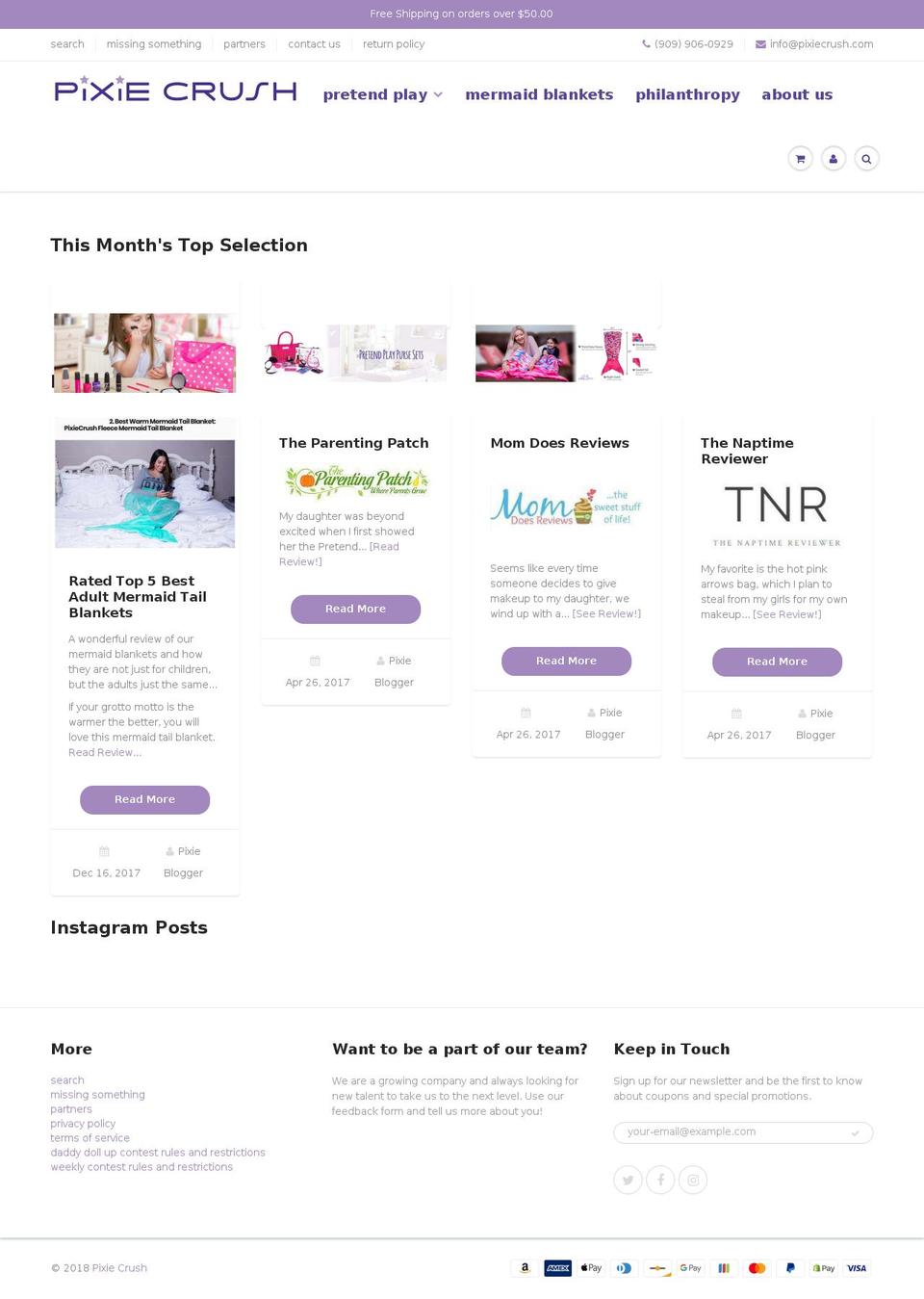 pixiecrush.com shopify website screenshot