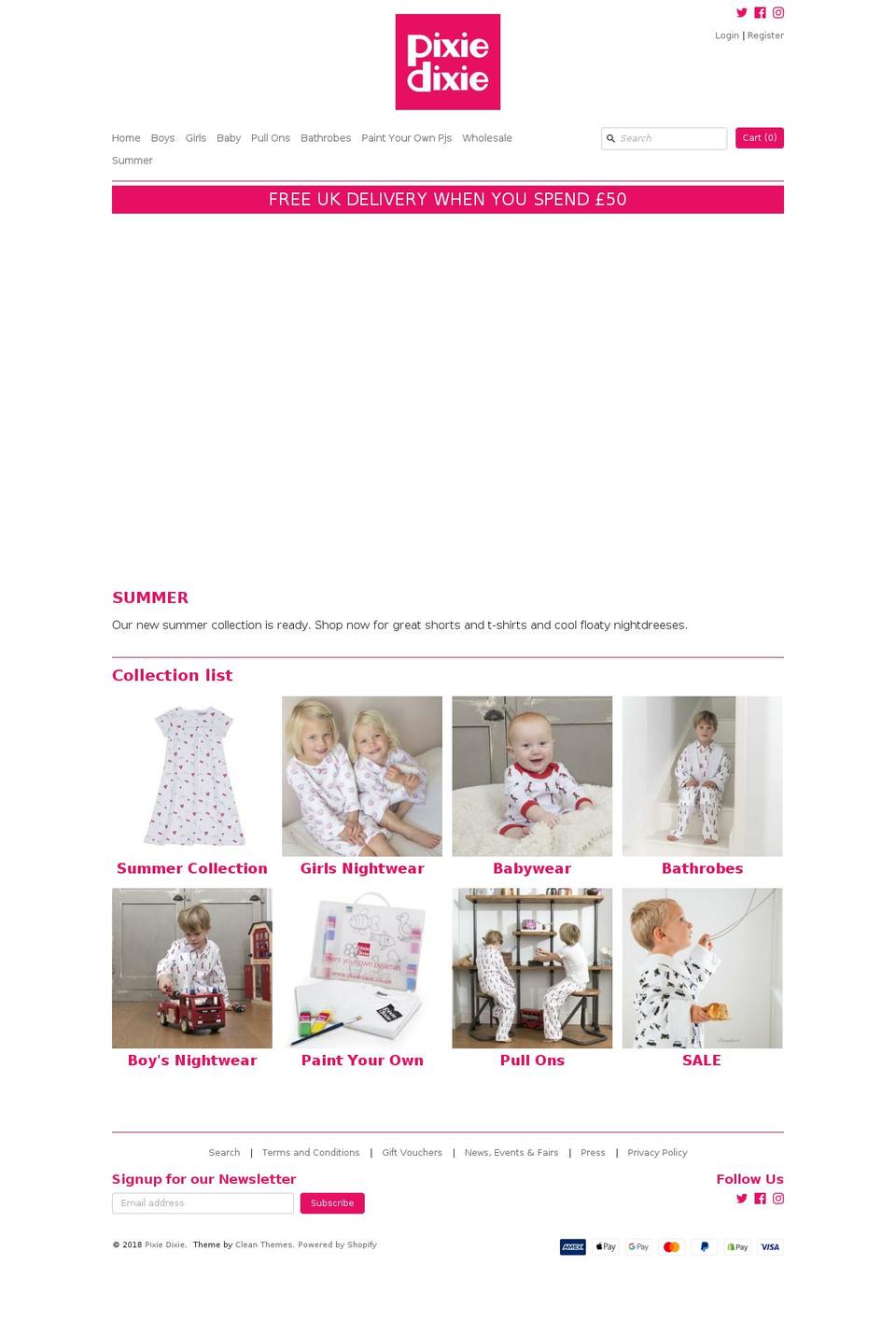 pixiedixies.com — Shopify storefront screenshot