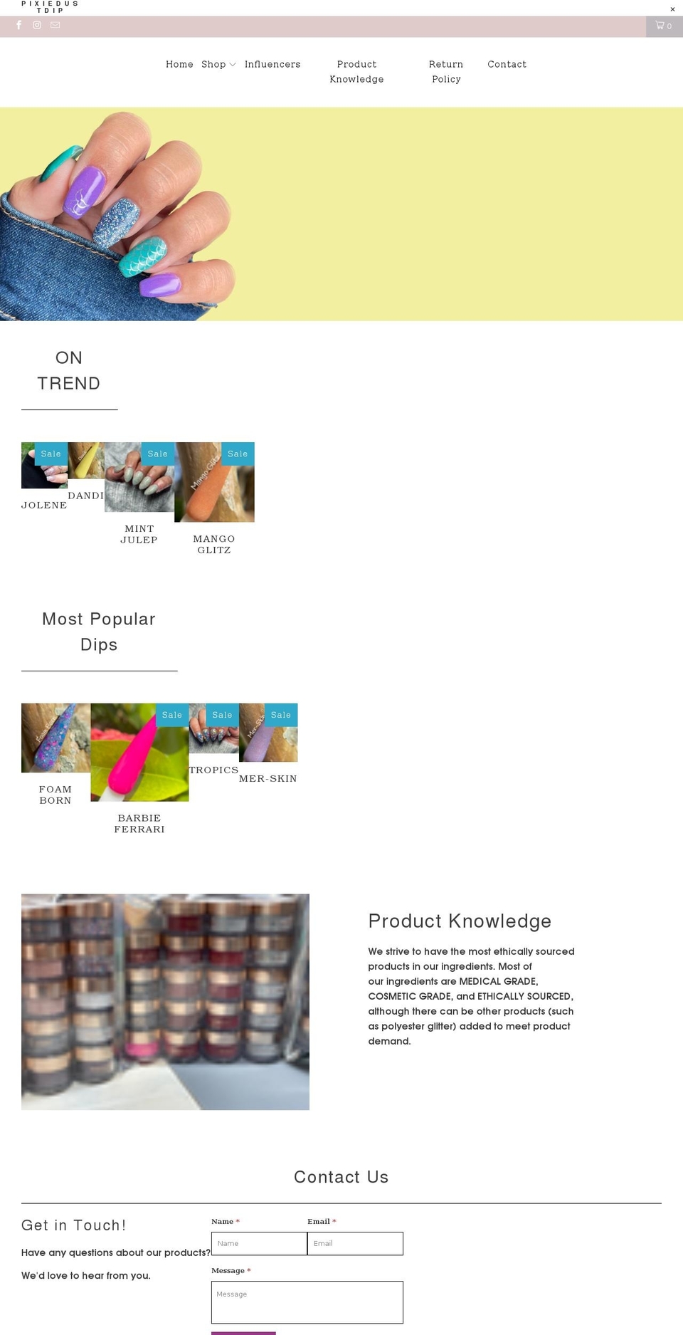 pixiedustdip.com shopify website screenshot