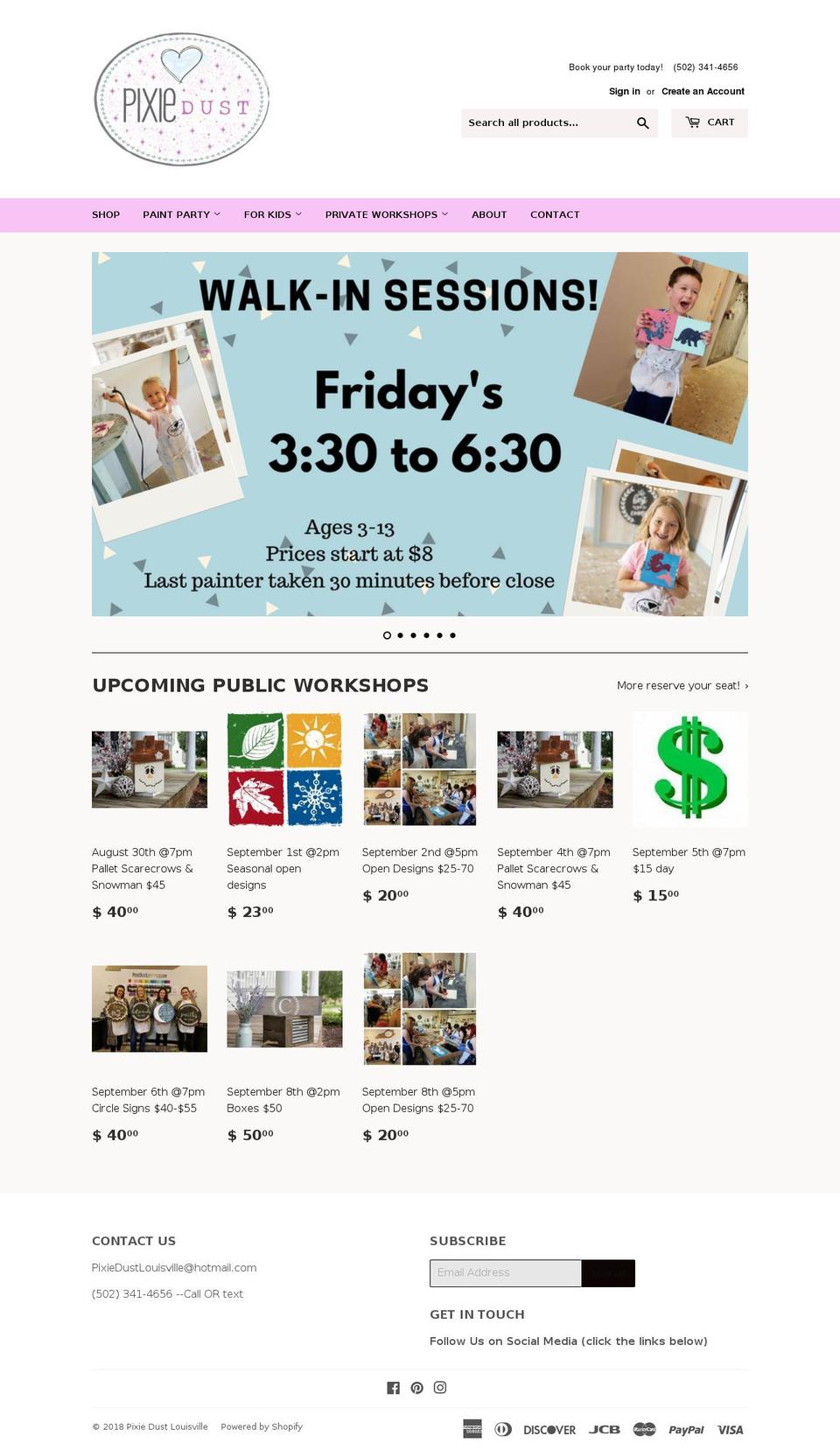 pixiedustlouisville.com shopify website screenshot