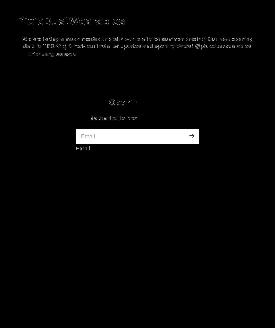 pixiedustwearables.com shopify website screenshot