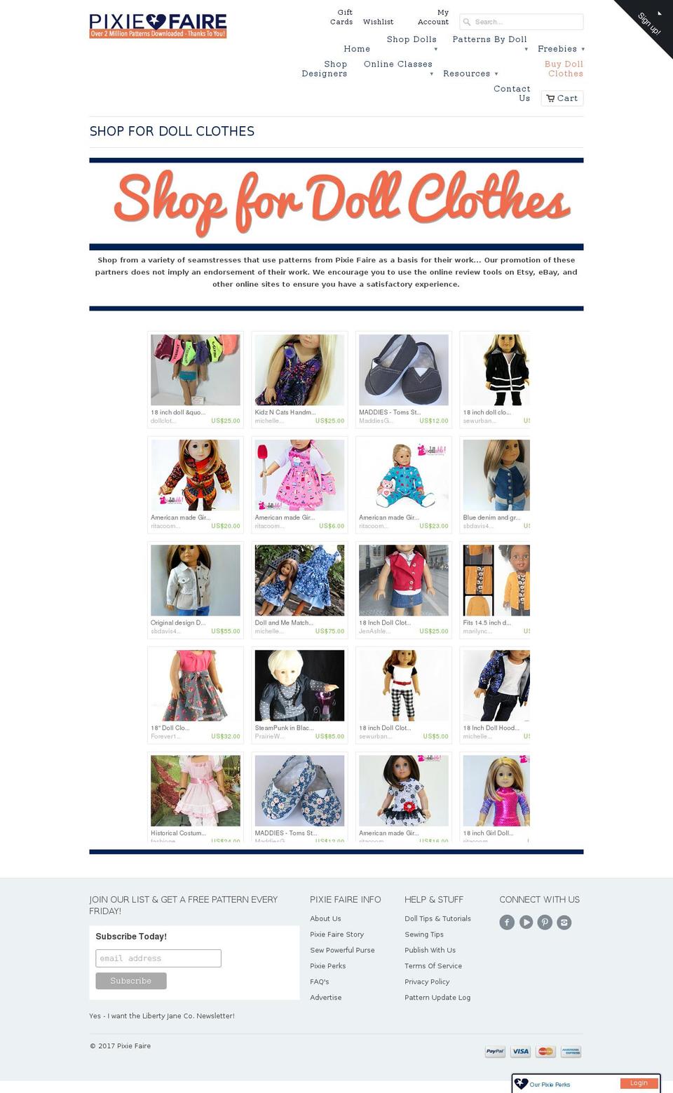 pixiefairemarketplace.com shopify website screenshot