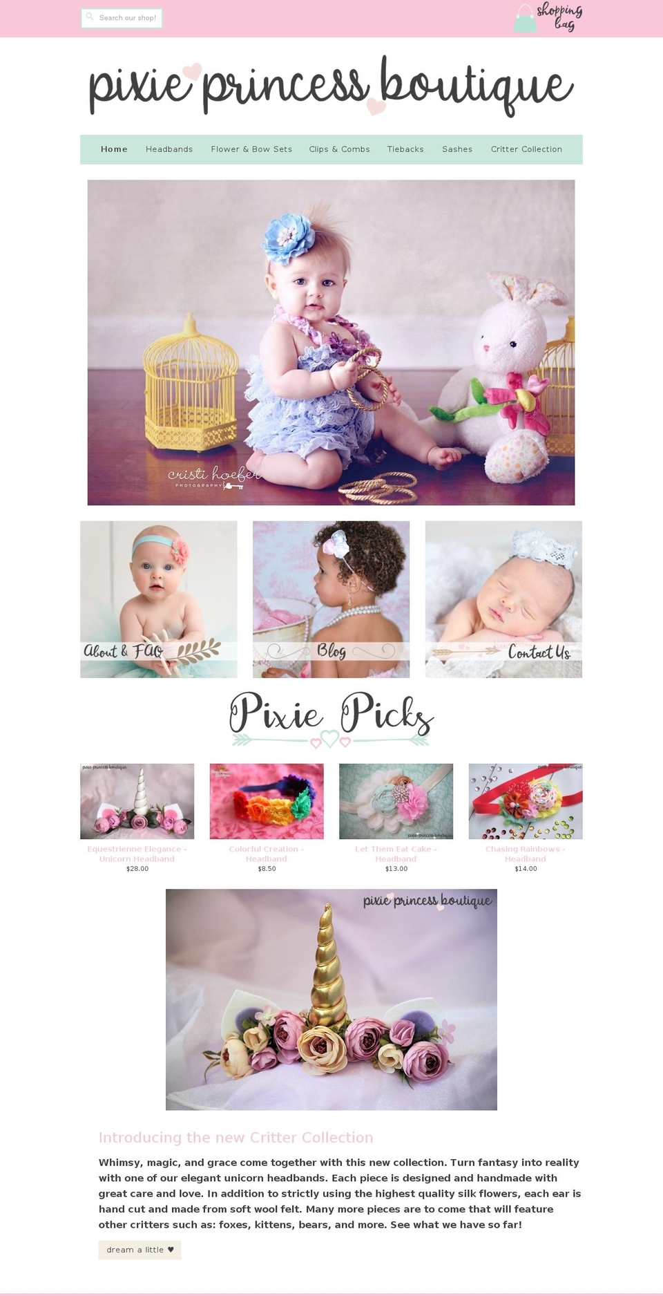 pixieprincessboutique.com — Shopify storefront screenshot