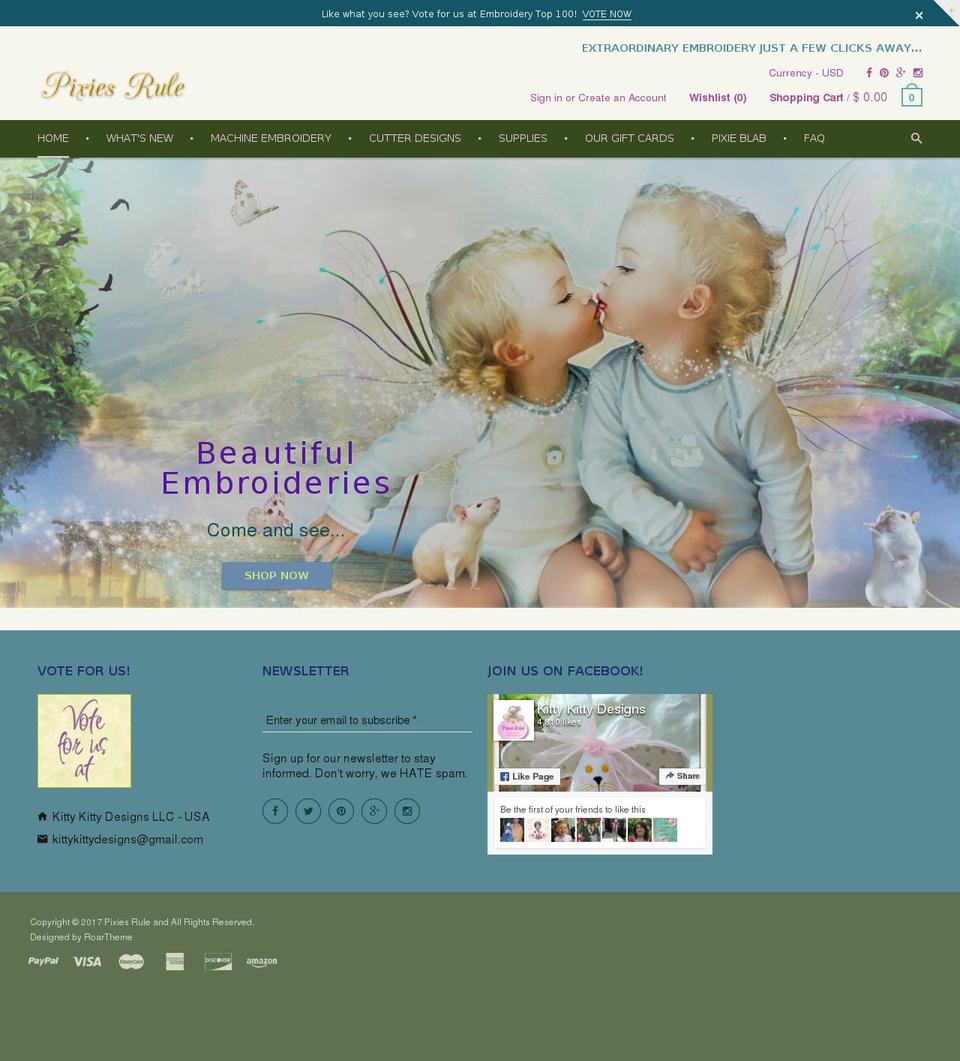 pixiesrule.org shopify website screenshot