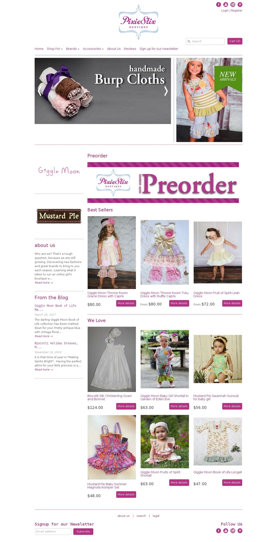 pixiesticksboutique.com shopify website screenshot