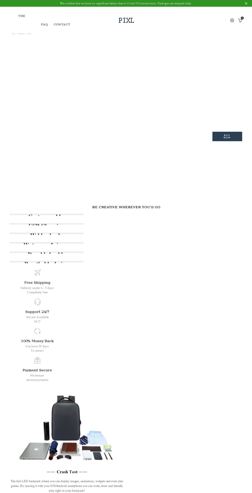 pixlbackpack.com shopify website screenshot