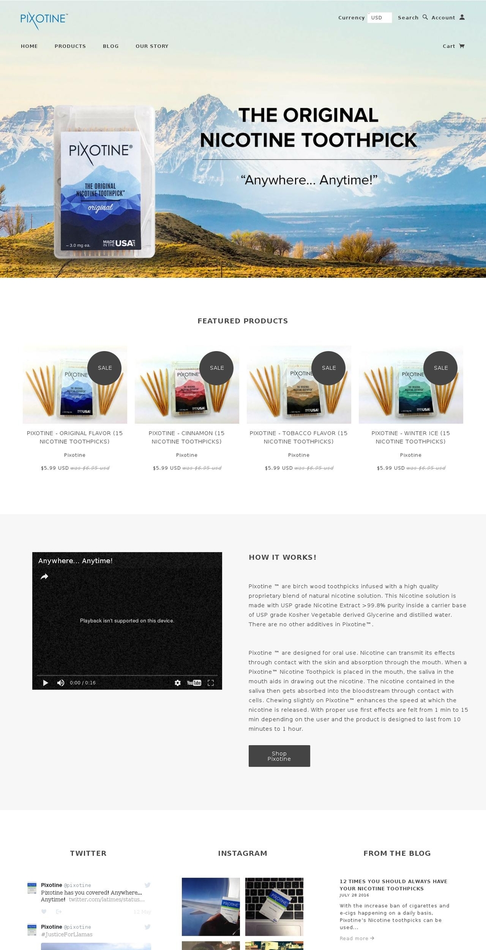 pixotine.com shopify website screenshot