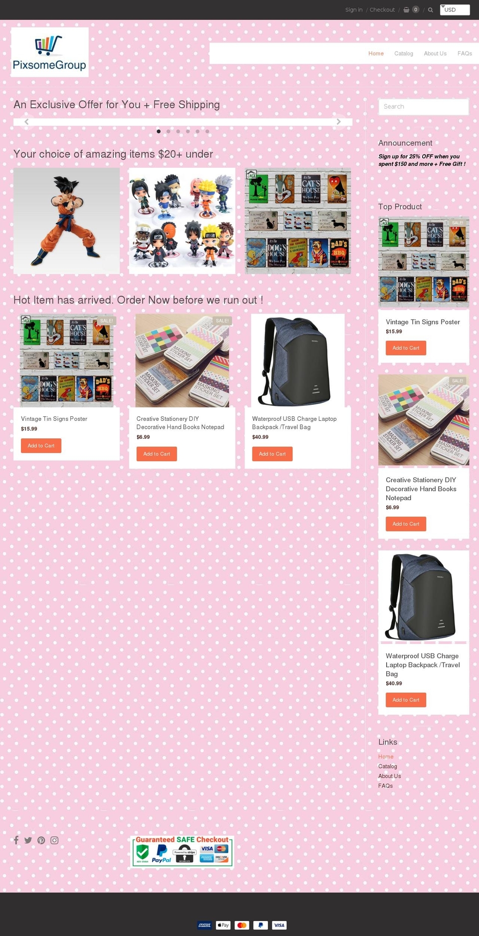 pixsomegroup.com — Shopify storefront screenshot
