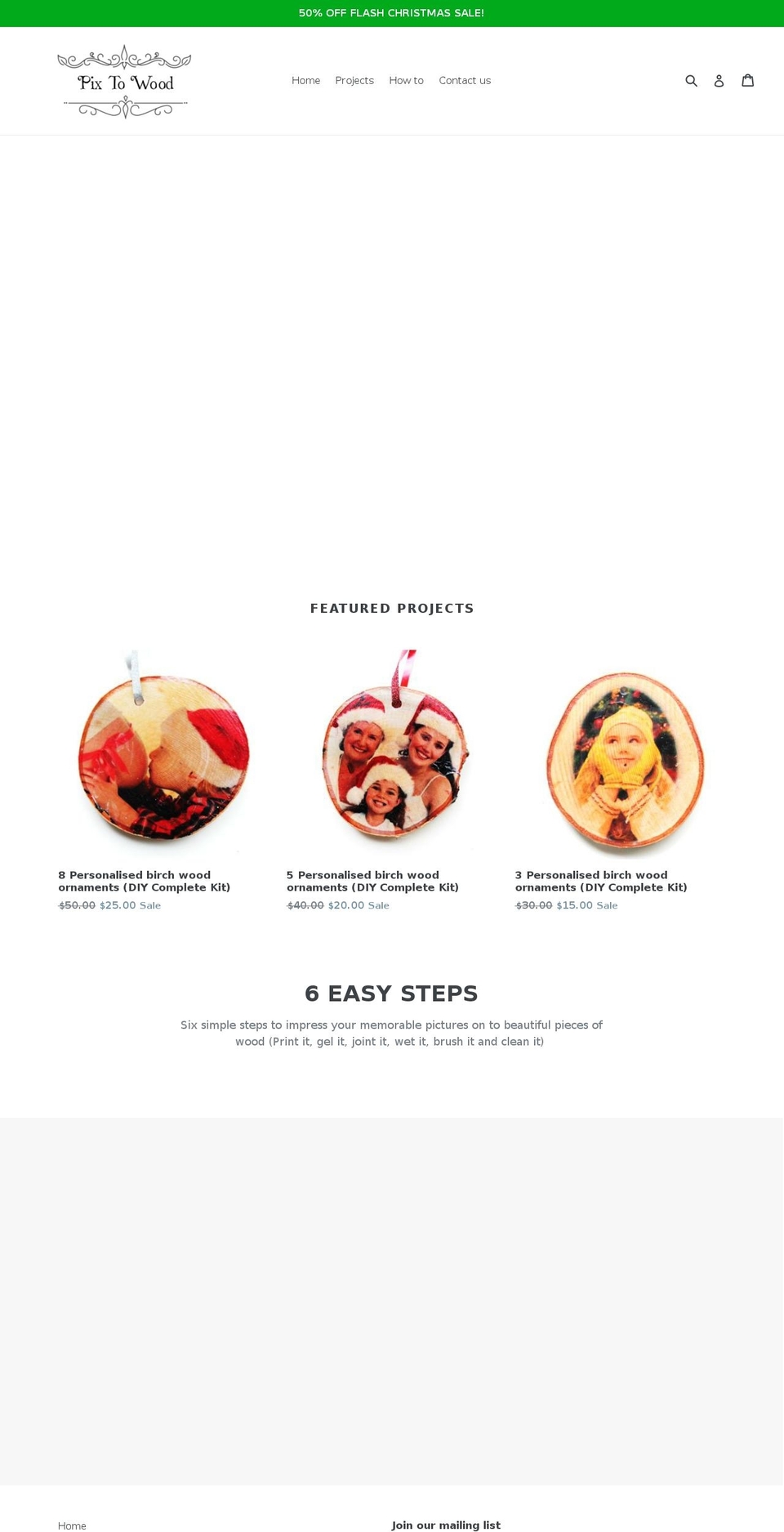 pixtowood.com — Shopify storefront screenshot