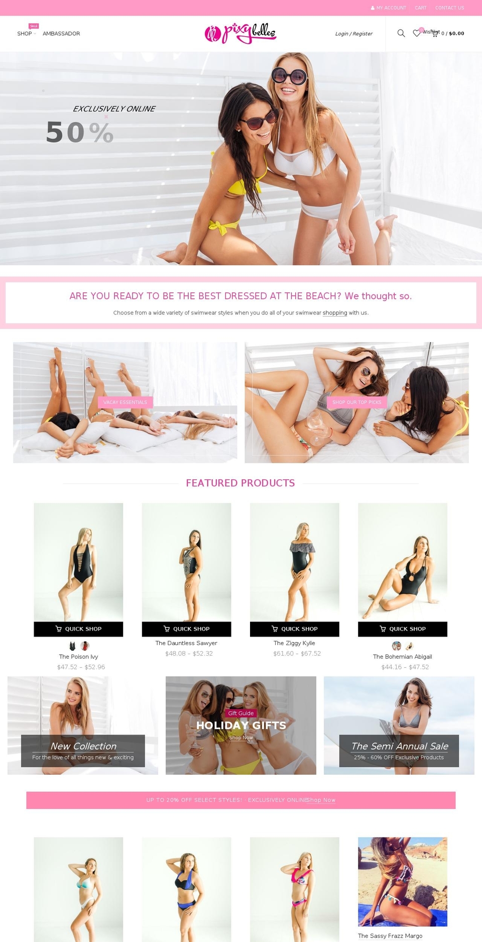 pixybelles.com — Shopify storefront screenshot