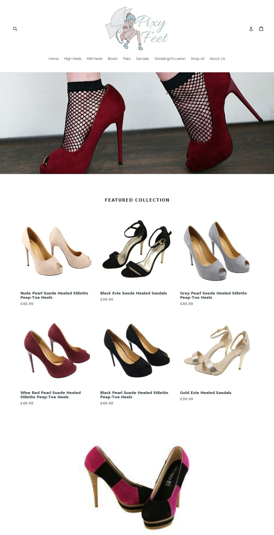 pixyfeet.com shopify website screenshot