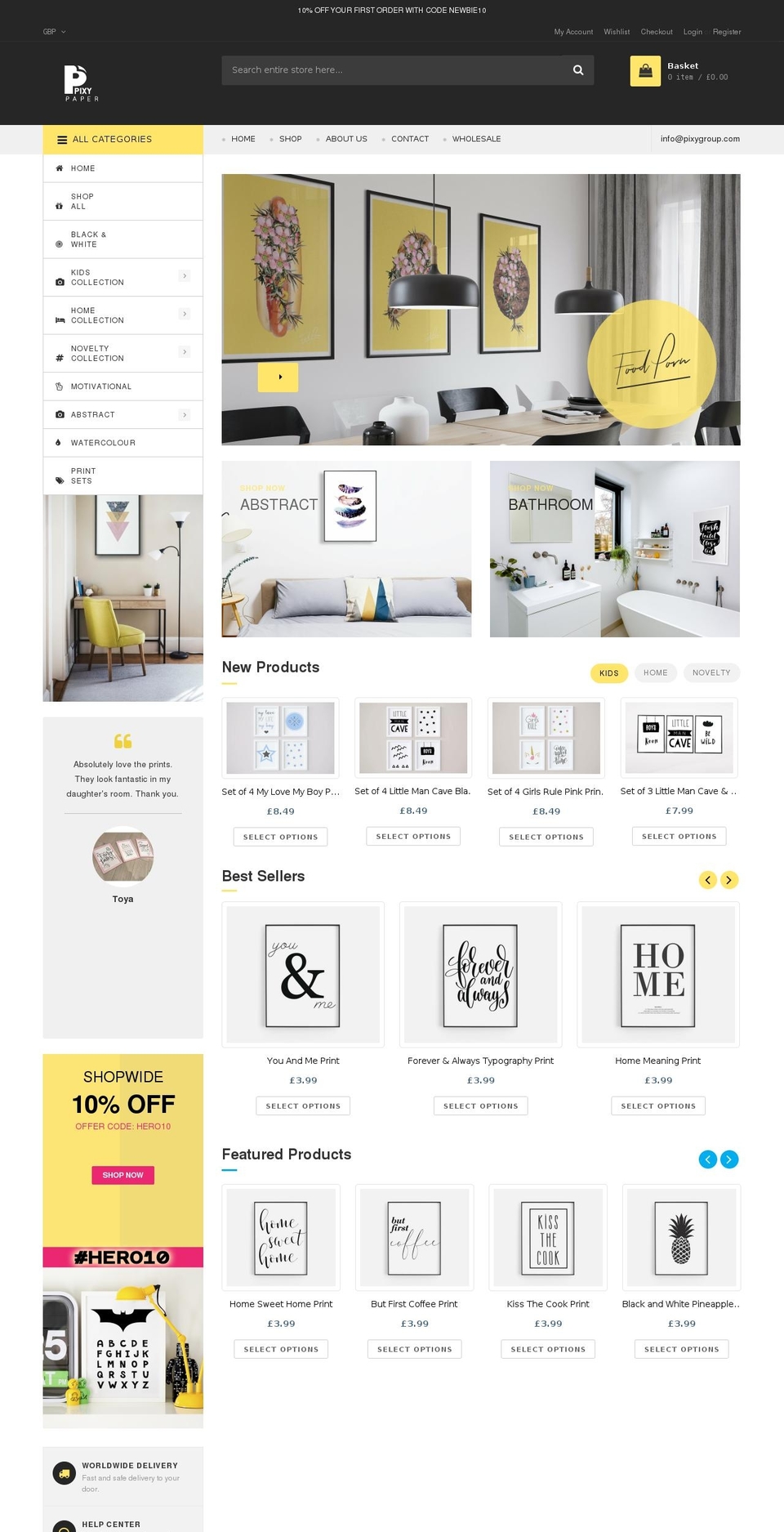 pixygroup.com — Shopify storefront screenshot