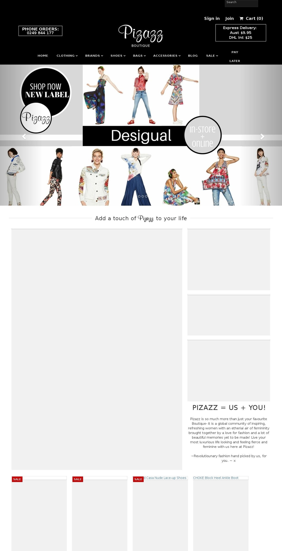 pizazzboutique.com.au shopify website screenshot
